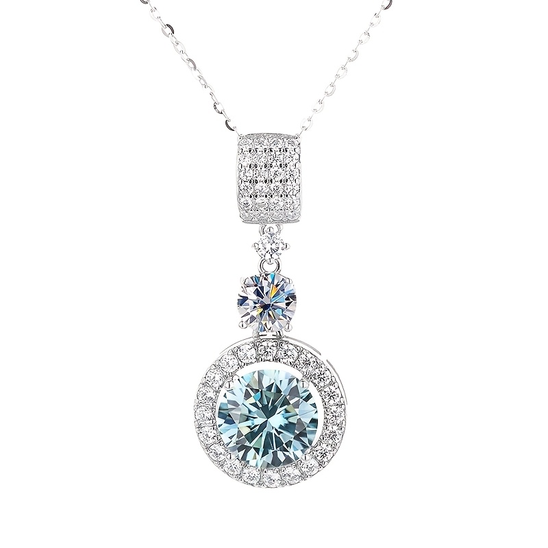 5 Carat Round Moissanite Pendant Necklace — 925 Sterling Silver